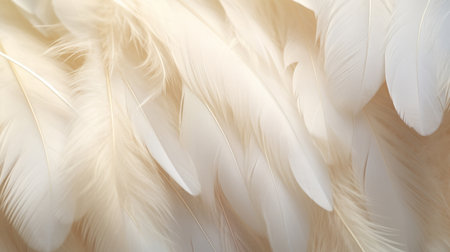 Closeup, white feathers background for peace, spirituality, religion and hope.の素材