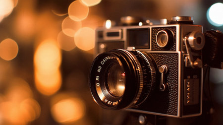 Retro camera for photography, shooting or creativity. Ai generated of vintage hobby for photographerの素材