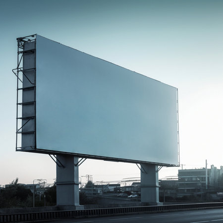 City billboard, blank and mockup space for advertising, marketing and ai generated news informationの素材