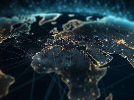 World, earth and global digital transformation pattern for communication and ai generated networkingの素材