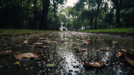 Rain, forest and clean water in nature for ai generated sustainability or ecology in the countrysideの素材