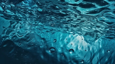 Scuba, bubbles and waves with underwater of ocean for aquarium, air and rippled splash. Ai generatedの素材