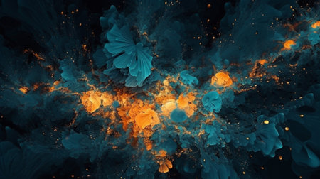 Closeup, ink and motion background in water for splash, explosion and mix in abstract, creative andの素材