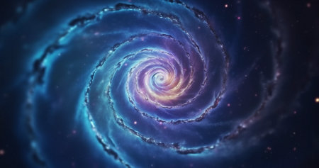 Solar system, wormhole and universe space vortex in dark sky for astrology black hole, galaxy orの素材