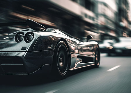 Motion blur, fast and closeup with car in city for luxury, highway and sports. Ai generated, speedの素材