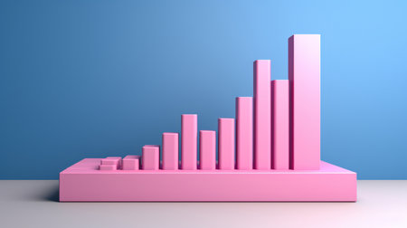 3D render of a bar graph for business seo research, analysis, forex trading and inflationの素材