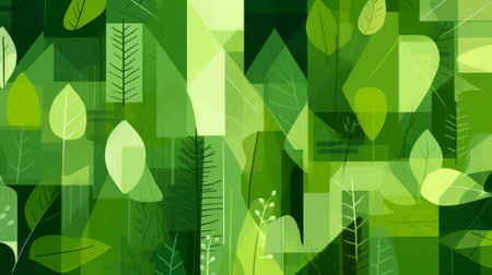 Green abstract geometry shape symbol background. Eco nature wallpaper mosaic.の素材