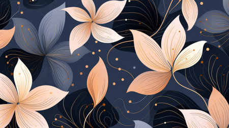 Abstrac flower art seamless pattern illustration. Modern hand drawn floral paintingの素材