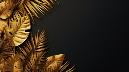 Leaves background with dark copyspace. Product presentation invitation template.の素材
