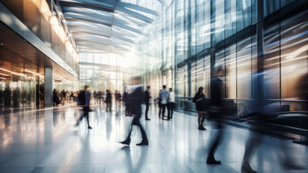 Blurred business people. Long exposure shot of crowd of business peopleの素材