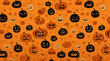 Spooky halloween pumpkin illustration wallpaper or background for celebrationの素材