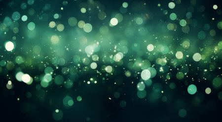 Glitter abstract lights. Green dust and shine. Luxury bokeh backdrop.の素材