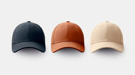 Blank baseball caps. Mock up. Headwear template. Copy space.の素材