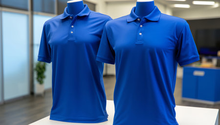 Font view of golfers. T-shirt on warehouse background. Mock-up template.の素材