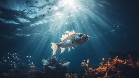 Underwater scenery, various types of fish and coral.の素材