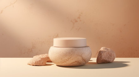 Modern skin moisturiser jar with rock texture. Eco friendly or recycled productの素材