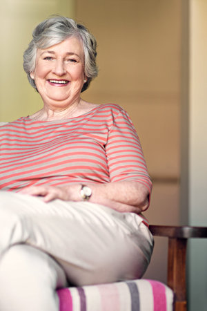 The heart has no wrinkles. a senior woman relaxing at home.