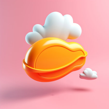 3d Blank yellow speech bubble. Social media notification chat icon. Copyspace dialogue boxの素材