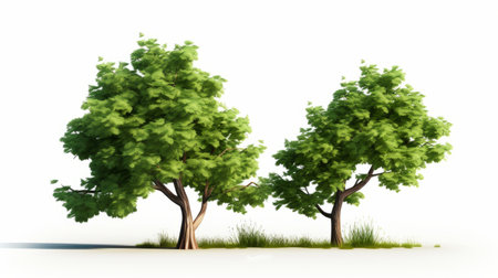 Trees isolated on a white background. Eco-friendly and world earth day conceptの素材