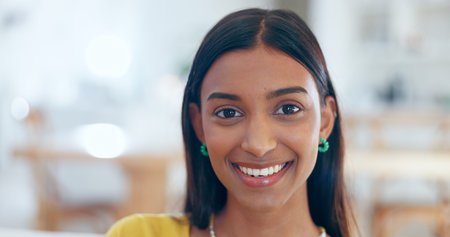 Business, portrait and woman with smile in office for creative agency, confidence and pride in...