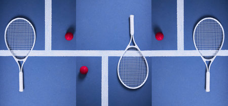Tennis keeps my fit, sane and healthy. Composite shot of a tennis racket and ball lying against a...