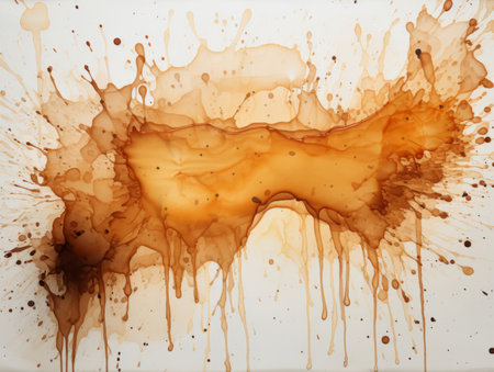 Splash, coffee stain and design with art, painting and decoration for texture, creative andの素材