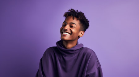 Happy, teen boy and portrait of a student smiling, high school and education concept with copy-spaceの素材