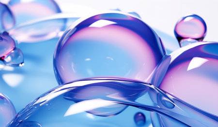 Iridescent, bubble and wave flow render on a white background for design, abstract wallpaper orの素材