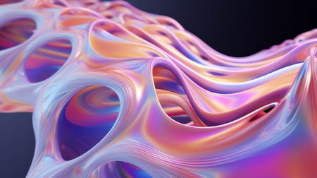 Abstract, fabric and wave render on a black background for design, wallpaper or backdrop. Colourfulの素材