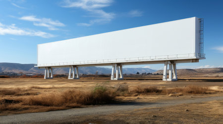 Desert, mockup space and advertising billboard, commercial product or logo design in dry countrysideの素材
