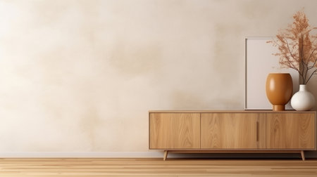 Furniture, dresser and modern living room cabinet made of wood for apartment, hotel and homeの素材