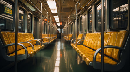 Vehicle traveling, passenger train and railway station for commercial. High speed, modern and fastの素材