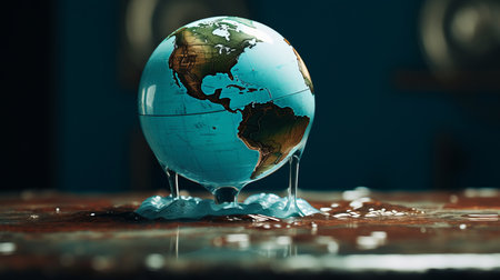 Planet, water and globe in forest for Earth day, environment protection and save environment waterの素材