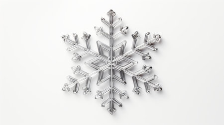 Christmas, celebration or silver snowflake decor illustration on white background for holiday partyの素材