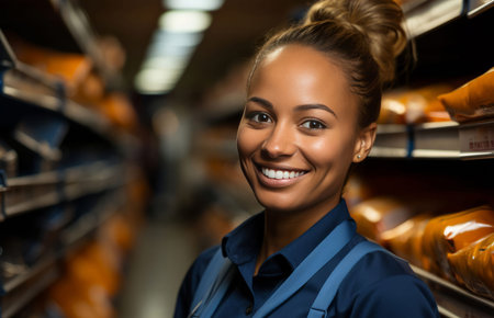 Black woman, entrepreneur and portrait with cash register for management, small business orの素材
