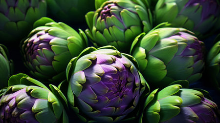 Healthy, natural and artichoke background in studio for farming, organic produce and lifestyleの素材