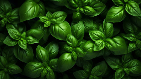 Healthy, natural and basil plant background in studio for farming, organic produce and lifestyleの素材