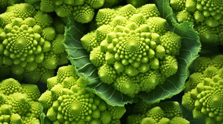 Healthy, natural and romanesco broccoli background in studio for farming, organic produce andの素材