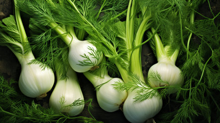 Healthy, natural and fennel herb background in studio for farming, organic produce and lifestyleの素材