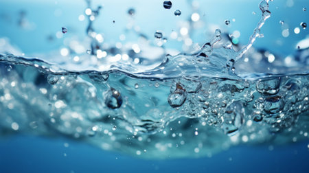 Water splashes, dynamic and invigorating. Refreshing, vibrant and nature-inspired design for artの素材