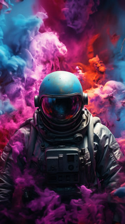 Psychedelic spaceman, cosmic and mind-bending. Vibrant, trippy and space-inspired design for artの素材