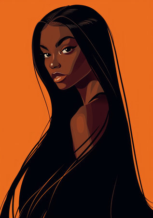 Portrait, digital art and illustration of a young woman for artist inspiration, creativity andの素材