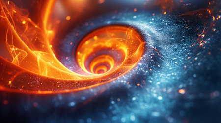 Abstract vortex, futuristic background and glow with wave surface, wallpaper and smooth designs forの素材