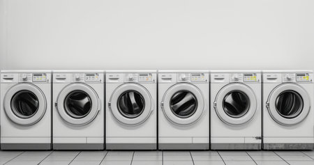 Commercial , laundry and small business for laundromat, advertising and washing machine backgroundの素材