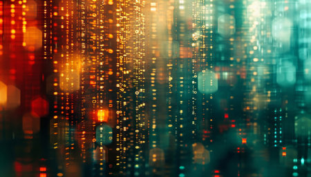 Code, internet and big data connection for cloud storage, artificial intelligence and coding. Blueの素材