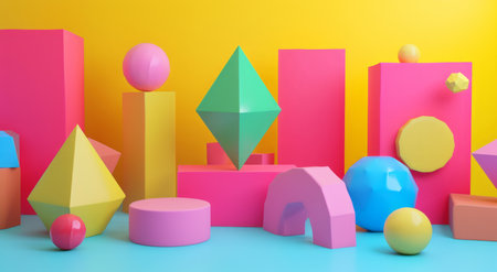 Abstract shape, wallpaper and backdrop connection of 3d render scene for online storage, big dataの素材