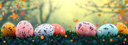 Background, eggs and color for holiday, vacation and easter season with color, chocolate andの素材