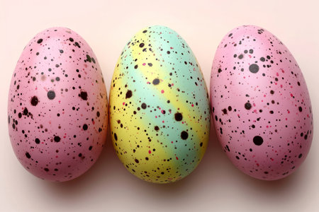 Background, eggs and color for holiday, vacation and easter season with color, chocolate andの素材