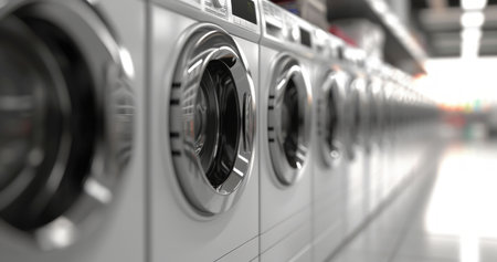 Commercial , laundry and small business for laundromat, advertising and washing machine backgroundの素材