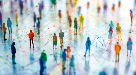 Group, people and crowd connected to wifi internet, big data and smart city. Silhouetteの素材